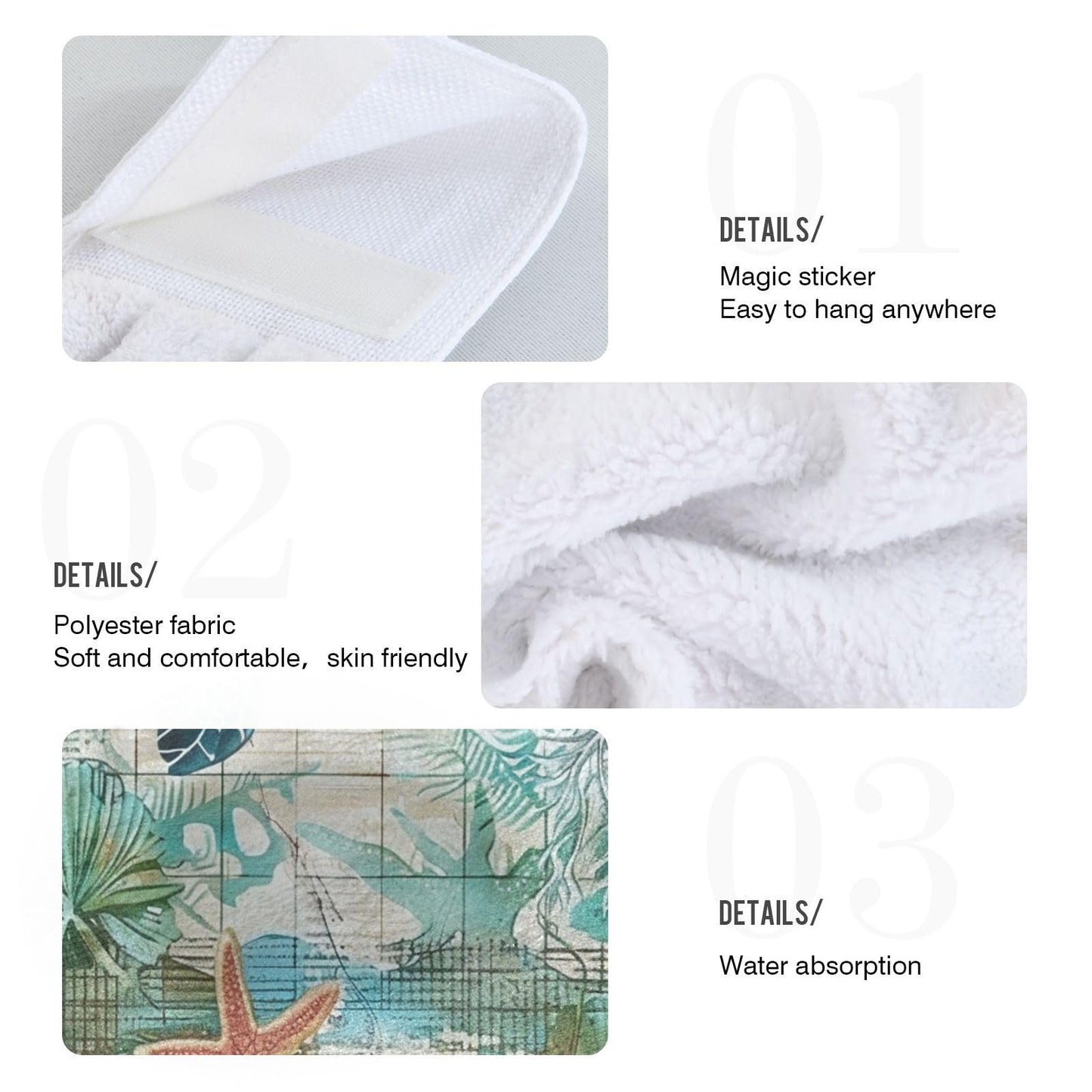 Boccsty Sea Turtle Starfish Fingertip Bath Towels 2 Pcs Tortoise Map Ocean Animal Hanging Hand Bath Towel Tea Bar Towels for Bathroom Farmhouse Tabletop Home Decor