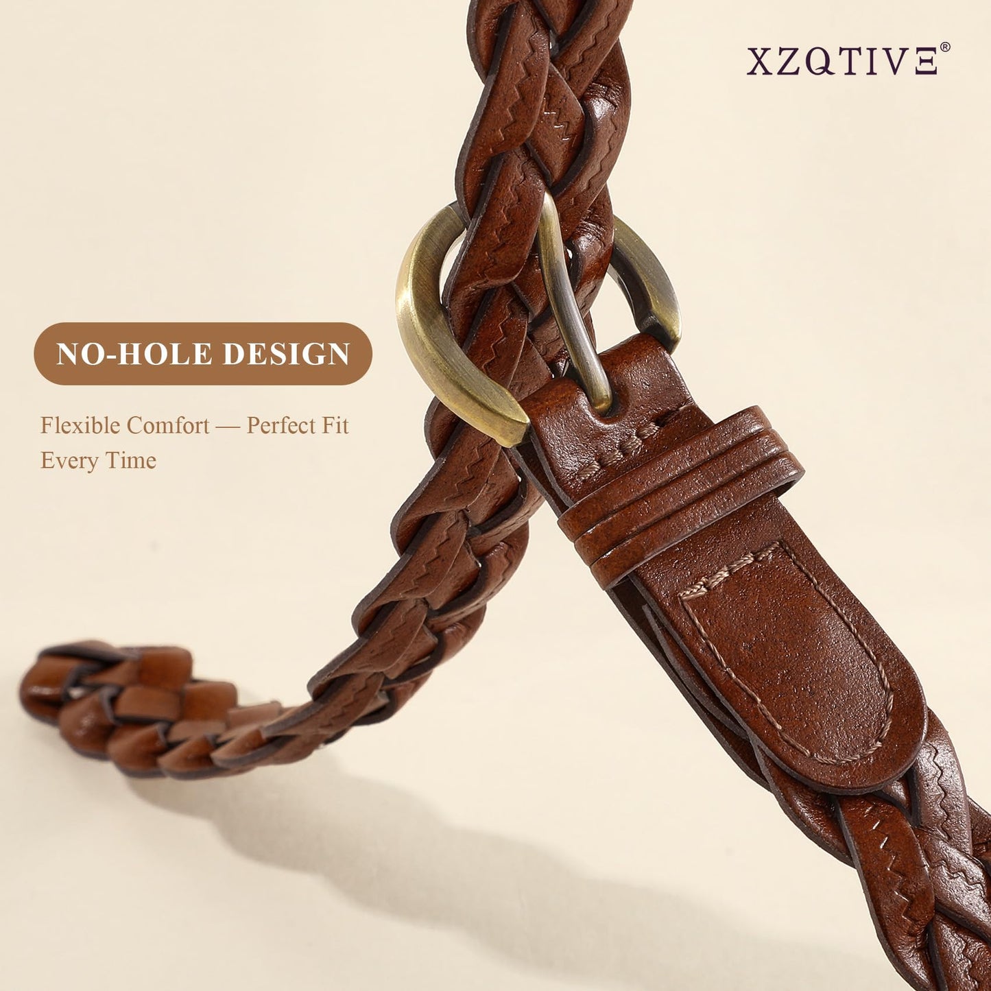 XZQTIVE 2 Pack Women's Braided Leather Belts Casual 0.9" Skinny Woven Belt for Jean Pant