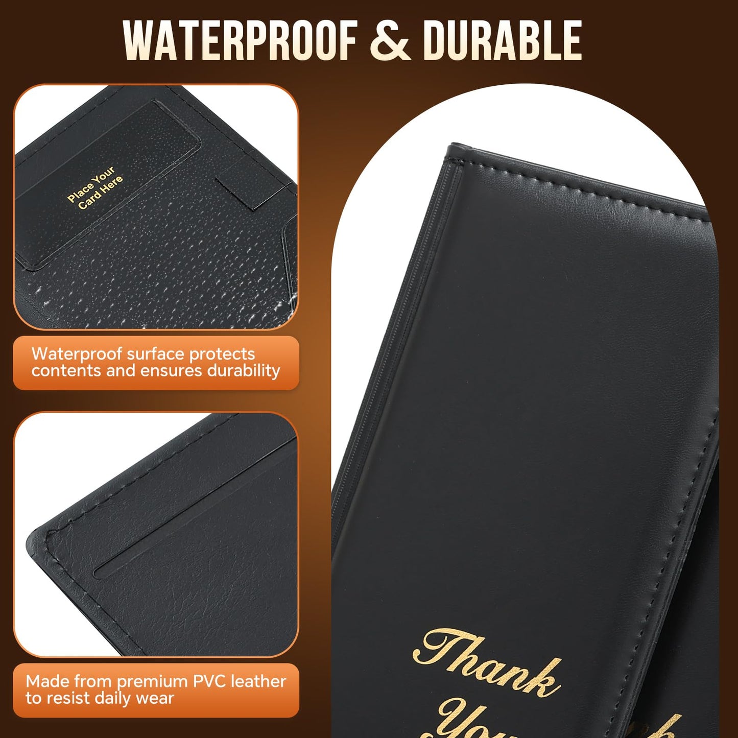 MYFULLY Check Presenters for Restaurants 9" x 5", 8 Pack Guest Check Card Holders Premium Leather Bill Server Books for Waiters and Waitresses, Ideal for Restaurants, Cafes, Bars (8)
