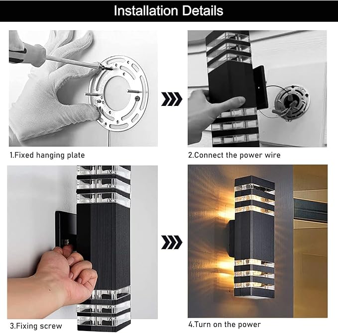 12Pack 15inch Outdoor LED Wall Lights,4000K Day White Outdoor 18W Wall Light Aluminum Body Waterproof IP65 led Porch Light for House Patio Garage Garden. (No Sensor)