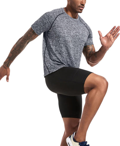 5 Pack Workout Shirts for Men - Activewear Tops Gym Shirts Dry Fit Mesh Moisture Wicking Running Fitness Short Sleeve Crewneck Sports Athletic T-Shirts 5P02-XL