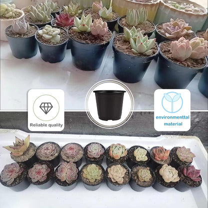 Farsheo Nursery Pots 50PCS 6inch Plastic Plant Flower Seed Pots Starter Pot for Seedling Nursery Supplies Grow Planter Flower Pot Container for Seedling Cultivation (Black 6inch 50PCS)