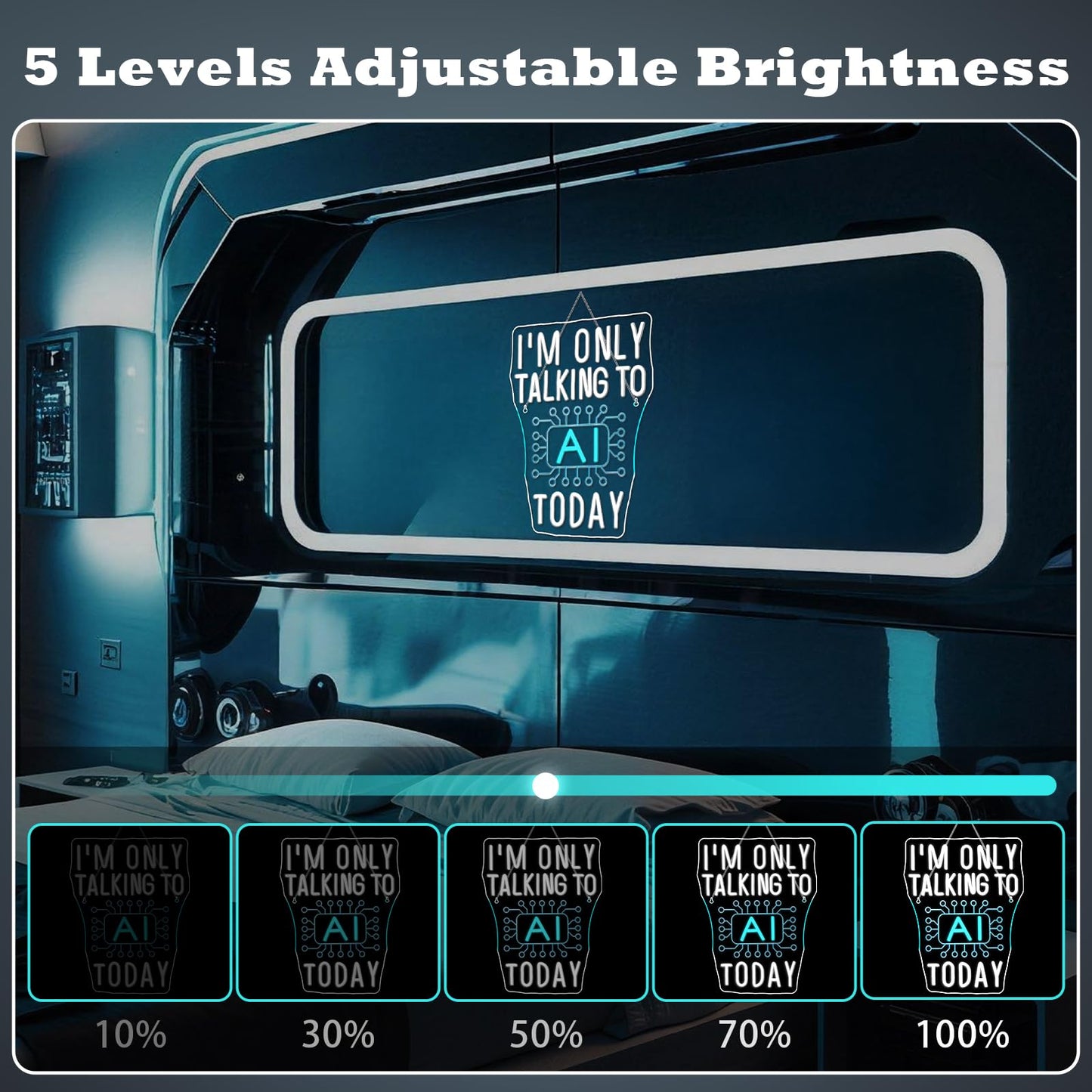 I'm Only Talking to AI Today Neon Signs for Wall Decor Futuristic Tech-Inspired Neon Light USB Powered Dimmable LED Light up Signs Perfect for Offices Gamers, Coders and AI Enthusiasts
