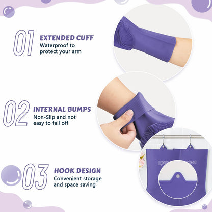 Pecute Heat Resistant Silicone Grooming Gloves with High-Density Teeth and Enhanced Five Finger Design for Bathing and Massaging Dogs and Cats