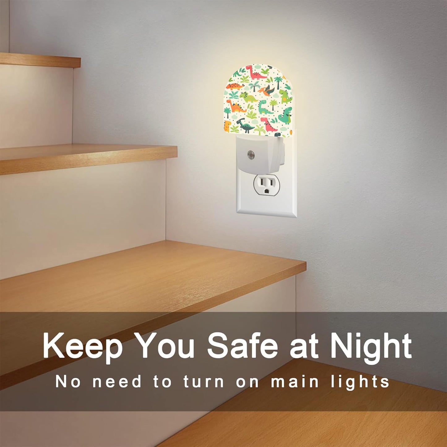 sndheke Cute Funny Dinosaurs Night Light for Kids, Childish Dinos Night Light Plug in with Dusk to Dawn Sensor, 0.5w Energy Saving Sleep Friendly Nightlight for Hallway Stairway Kitchen Bedroom