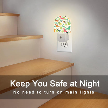sndheke Cute Funny Dinosaurs Night Light for Kids, Childish Dinos Night Light Plug in with Dusk to Dawn Sensor, 0.5w Energy Saving Sleep Friendly Nightlight for Hallway Stairway Kitchen Bedroom