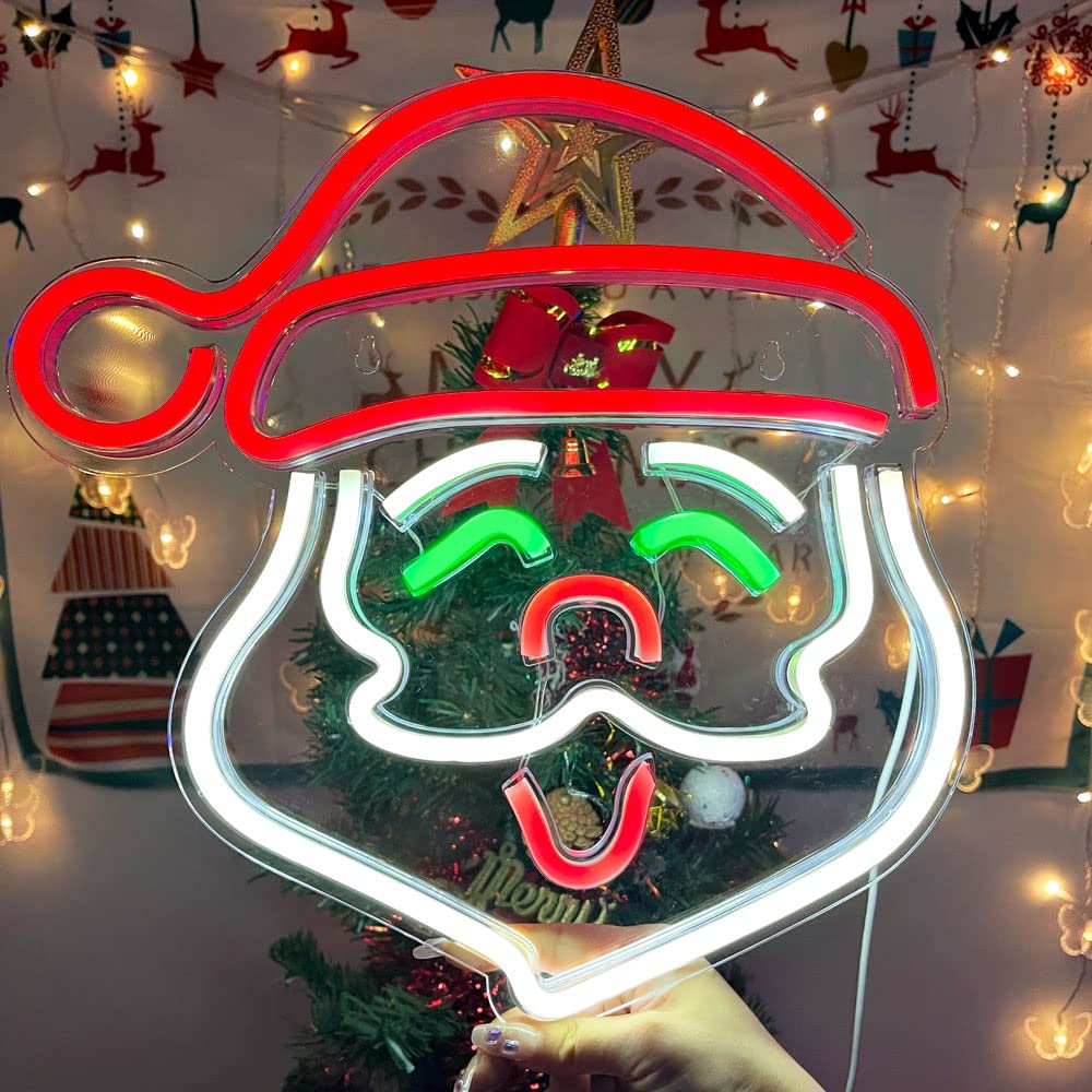 SmilingTown Christmas Neon Signs for Wall Decor USB Operated Neon Art Decorative Lights for Home Office Bar Pub Club Party Supplies Gift Idea (Santa)