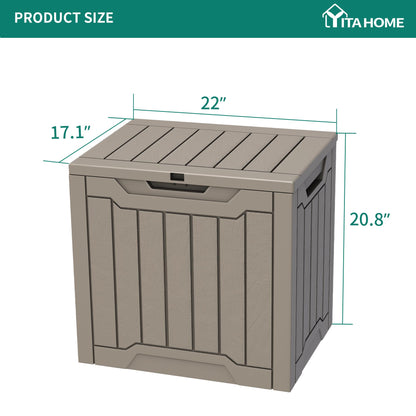 YITAHOME 31 Gallon Outdoor Storage Deck Box, Waterproof Resin Package Delivery and Storage Box with Lockable Lid for Patio Furniture Cushions, Pool Accessories, Garden Tools, Taupe
