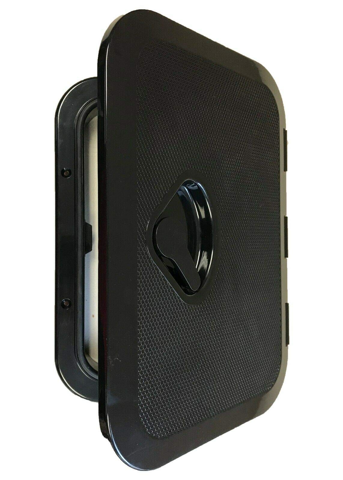 SEAFLO Marine Boat Deck Rectangular Access Hatch - 10.63" x 14.76" (270mm x 375mm) 180° Opening Lid, Non-Skid, Corrosion and UV Resistant, 4-Year Warranty! (Black, Standard)