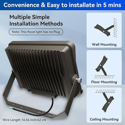 200W Flood Lights Outdoor, 22000LM 5000K with Dusk-to-Dawn Photocell, IP65 Waterproof Security Lights Bright LED Parking Lot Light with Trunnion Mount for Yard Garage Stadium