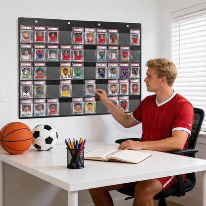 50 Pocket Trading Card Display Hanging Bag Card Holder for PSA Graded, Sports Cards, Mag Holders, Large Capaticy for Basketball Baseball Magnetic Graded Sleeves Cards Cases