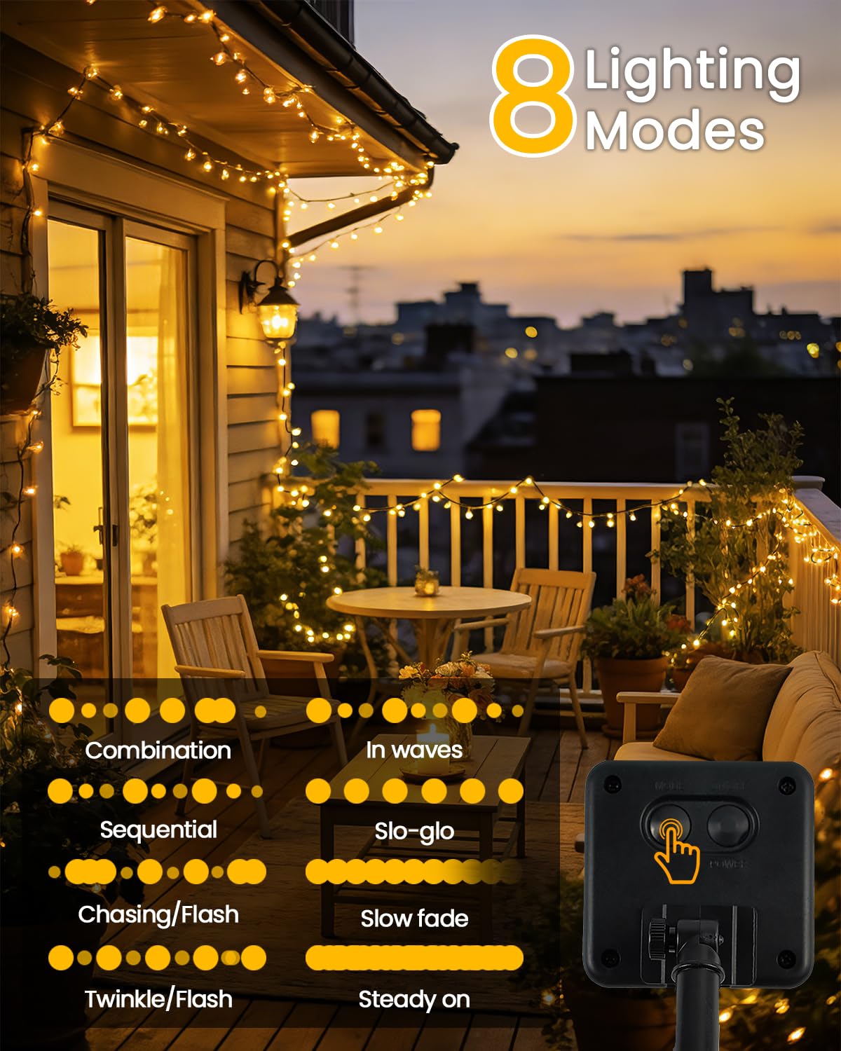 2Pack 240LED Solar String Lights Outdoor Waterproof | Solar Christmas Lights with 8 Modes & Memory, Auto On/Off Solar String Lights for Outside Xmas Tree Garden Yard Patio Wedding Decor (Warm White)