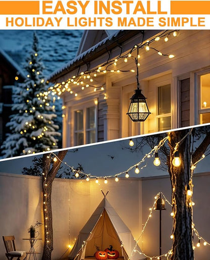 Light Clips for Outside String Lights: 48 Pack Adhesive Hooks for Outdoor String Lights - Outdoor Light Clips for Hanging Patio Balcony Fence - Rope Led Light Strip Decor Hooks
