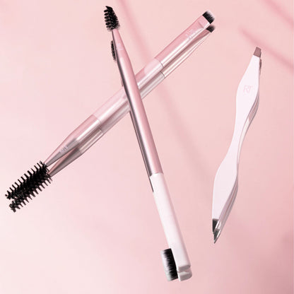 Real Techniques Eye Shade & Blend Makeup Brush Trio, For Eyeshadow & Liner, Makeup Tools for Shaping & Grooming Brows, Defined Makeup Look, Synthetic Bristles, Vegan & Cruelty-Free, 3 Count