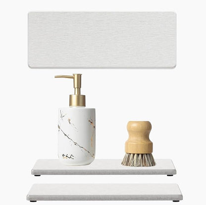 2PCS Bathroom Sink Vanity Trays, Water Absorbing Diatomite Stone Drying Soap