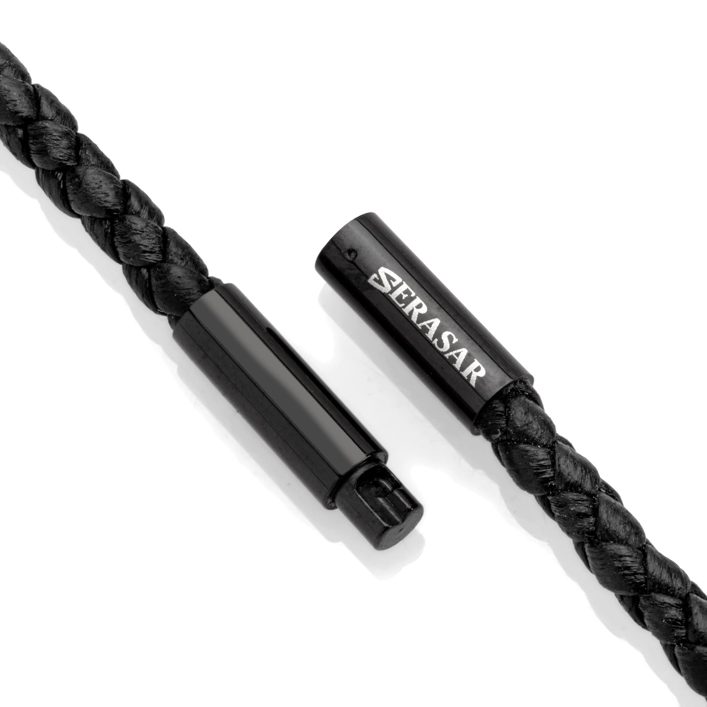 SERASAR Leather Chain Men Necklace with Pendant - 50cm Black Choker Jewellery Box for Real Locket Necklet