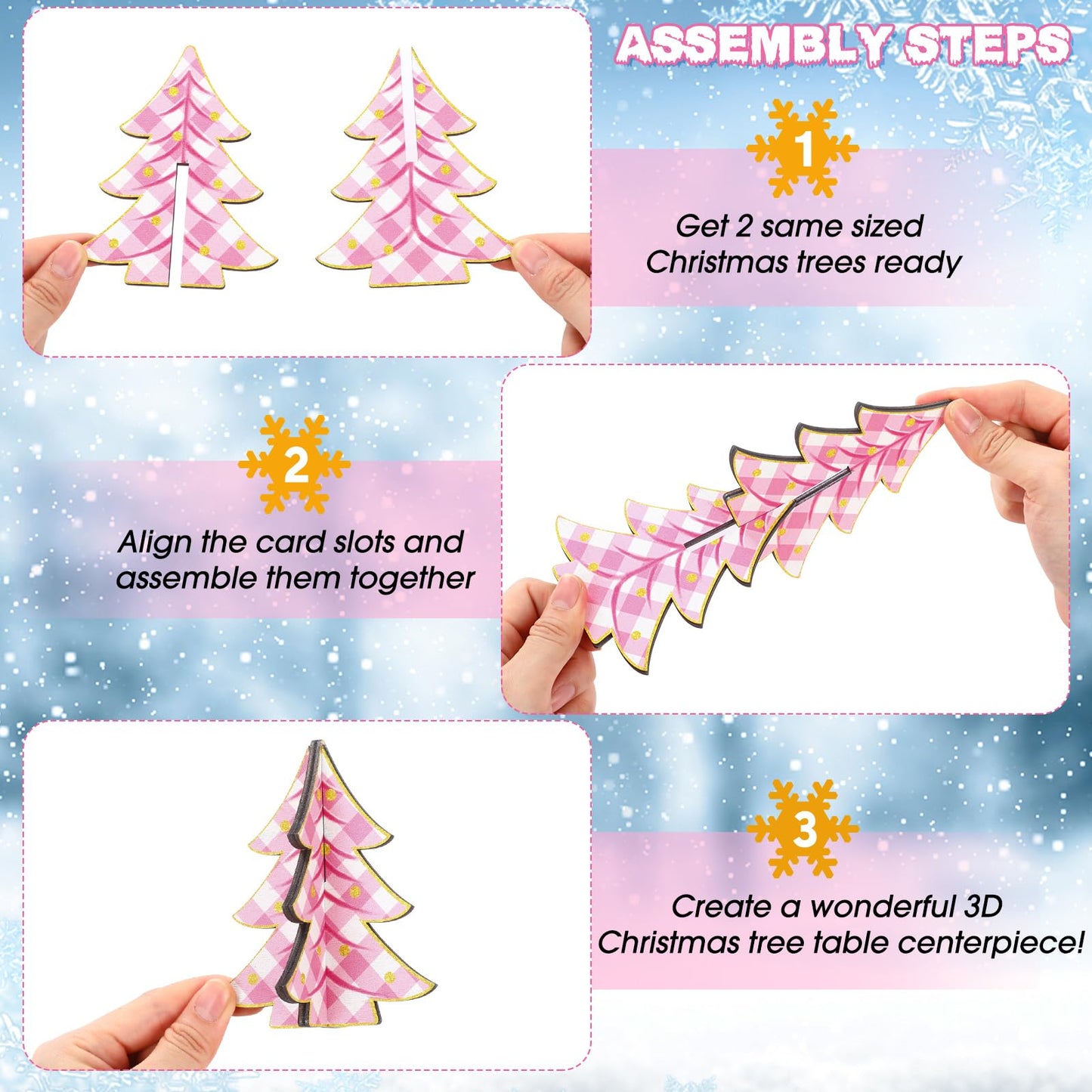 Bucherry 5 Pcs Pink Wooden Christmas Trees Tabletop Decorations Rustic 3D Christmas Trees Xmas Centerpieces Farmhouse Table Wooden Signs for Xmas Winter Farmhouse Home Tiered Tray Decor