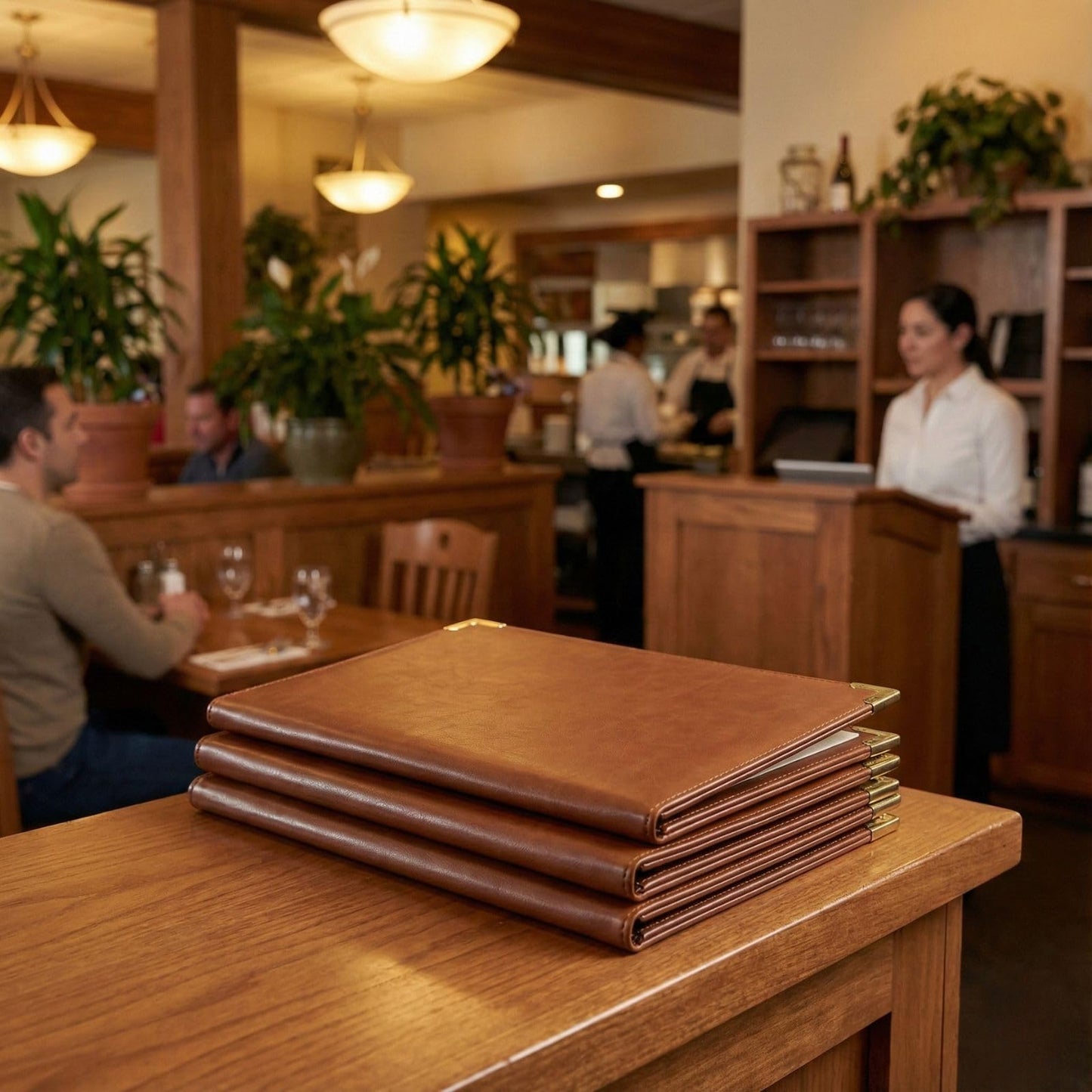 Restaurant Menu Covers 8.5 x 11 – 2 Pack Menu Holder, 4 Page 8 View Faux Leather Menu Book with Clear PVC Sleeves | Waterproof & Durable for Restaurant, Bar, Café, Hotel