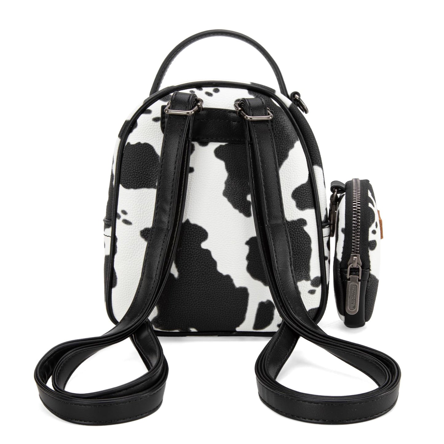 Montana West Wrangler Mini Backpack Cute Cow Print Backpack Purse for Girls and Women, Black WG133-8600BK
