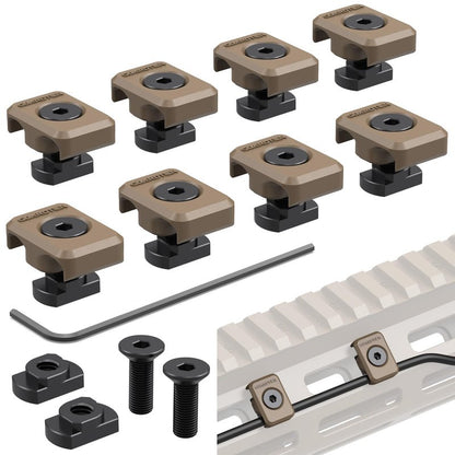 Guardtier CGM909 Pressure Switch Cable Guides Compatible with M-LOK System, Flashlight Laser Wire Management Clips 8 Pack - Black (Earth Tan)