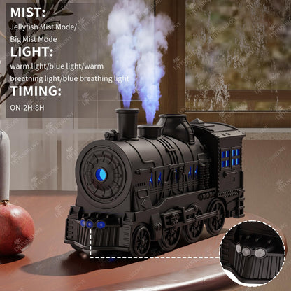 Diffuserlove Train Diffuser 300ML Essential Oil Diffuser Cool Mist Humidifier Aroma Diffuser with Night Light for Bedroom Desk Black
