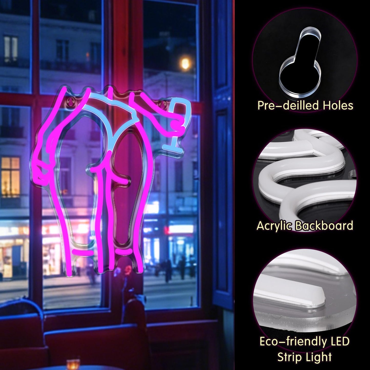 Lady Neon Signs Neon Signs for Wall Decor Pink Blue LED Light Sign for Preppy Room Decor Bedroom with Woman Pattern Light Up Sign for Birthday Party Decoration USB Powered