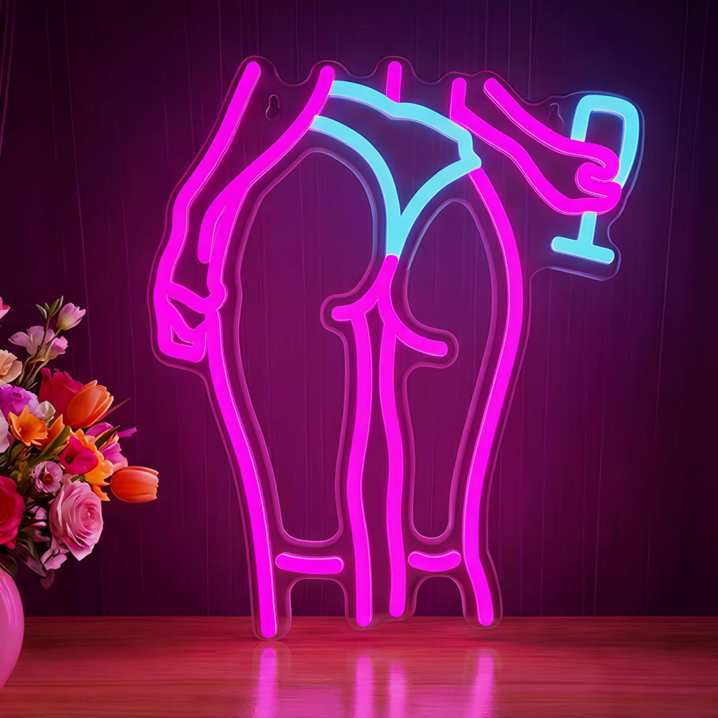 Lady Neon Signs Neon Signs for Wall Decor Pink Blue LED Light Sign for Preppy Room Decor Bedroom with Woman Pattern Light Up Sign for Birthday Party Decoration USB Powered