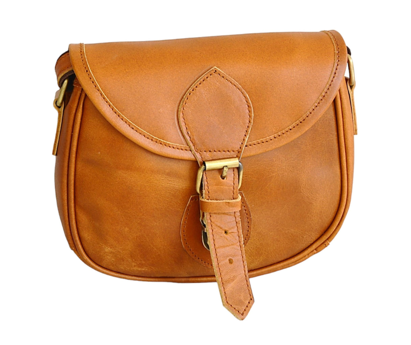 URBAN DEZIRE Genuine Buff Leather Women’s Small Cross-body Vintage Shoulder Handbag Purse (Small)