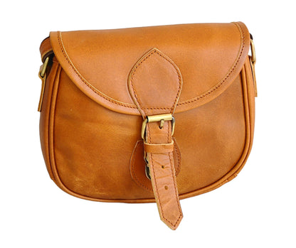 URBAN DEZIRE Genuine Buff Leather Women’s Small Cross-body Vintage Shoulder Handbag Purse (Small)