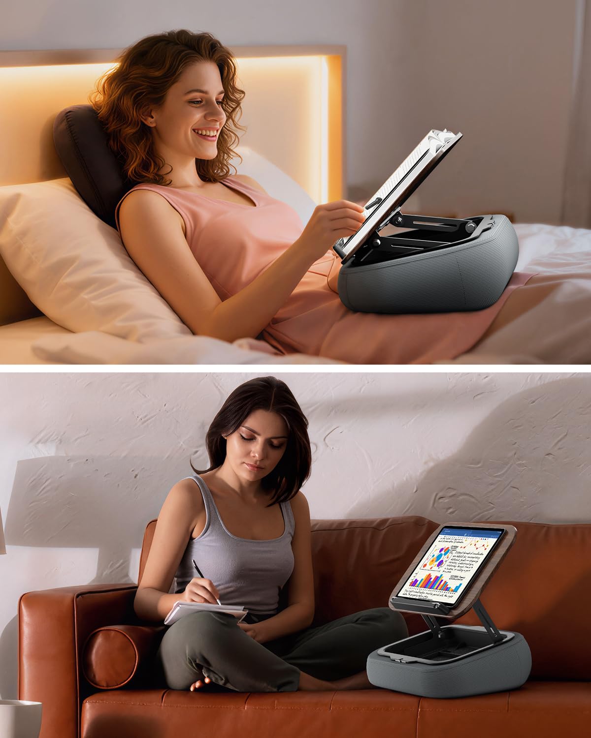 SupeDesk Lap Beanbag Book Stand with Storage, Adjustable Reading Pillow for Bed & Desk, Multi-Angle Book Stand Pillow Holder, Hands-Free Lap Reading Stand for Book,iPad, Tablet, Book Lover Essential