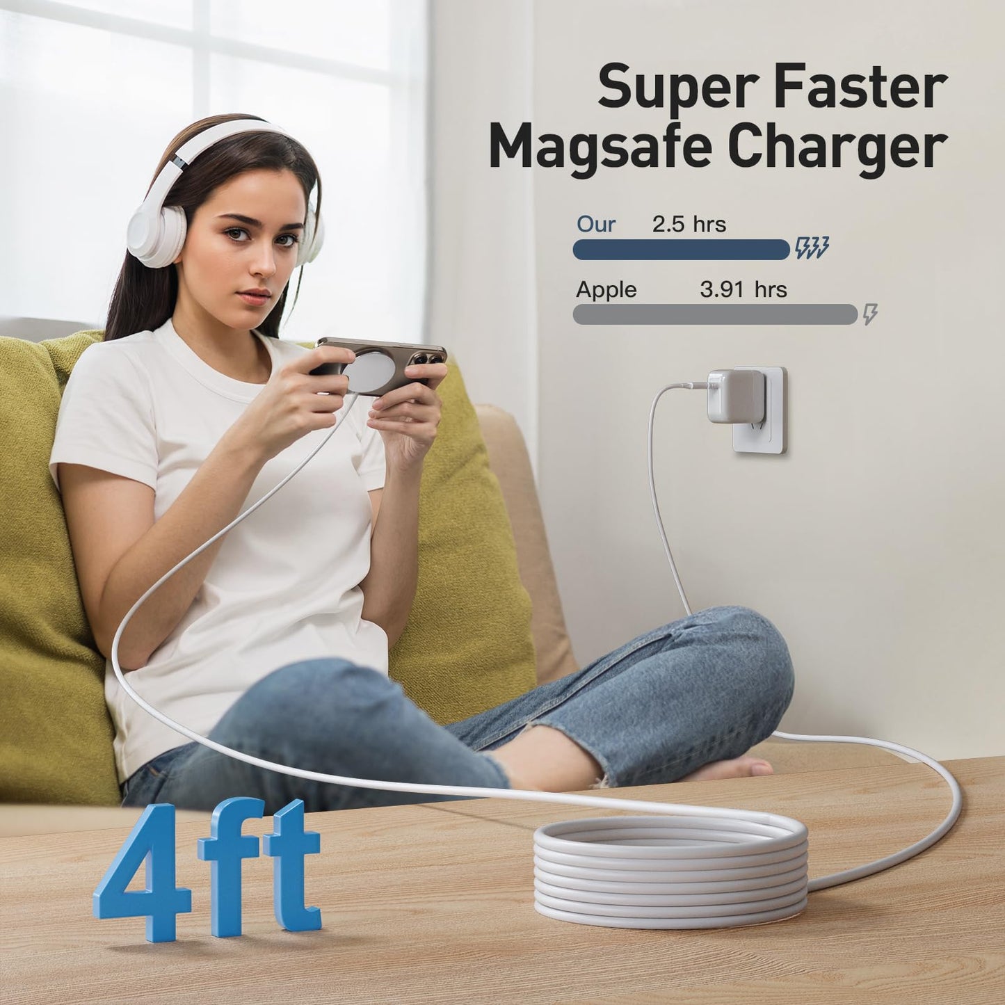 2025 Latest Magnetic Wireless Charger for iPhone: Mag Safe Charger Fast Charging Pad Compatible with iPhone 16 15 14 13 12 Pro Max Plus & Airpods 2 3 4Pro(3 Pack)