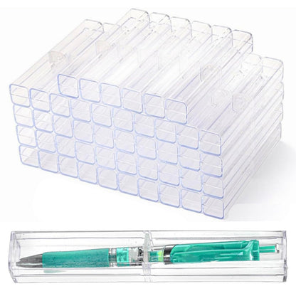 Mezchi 50 Pack Acrylic Pen Gift Boxes, Clear Pen Gift Box, Empty Pen Cases, Reusable Plastic Pen Display Case for Single Pen, School Office Supplies