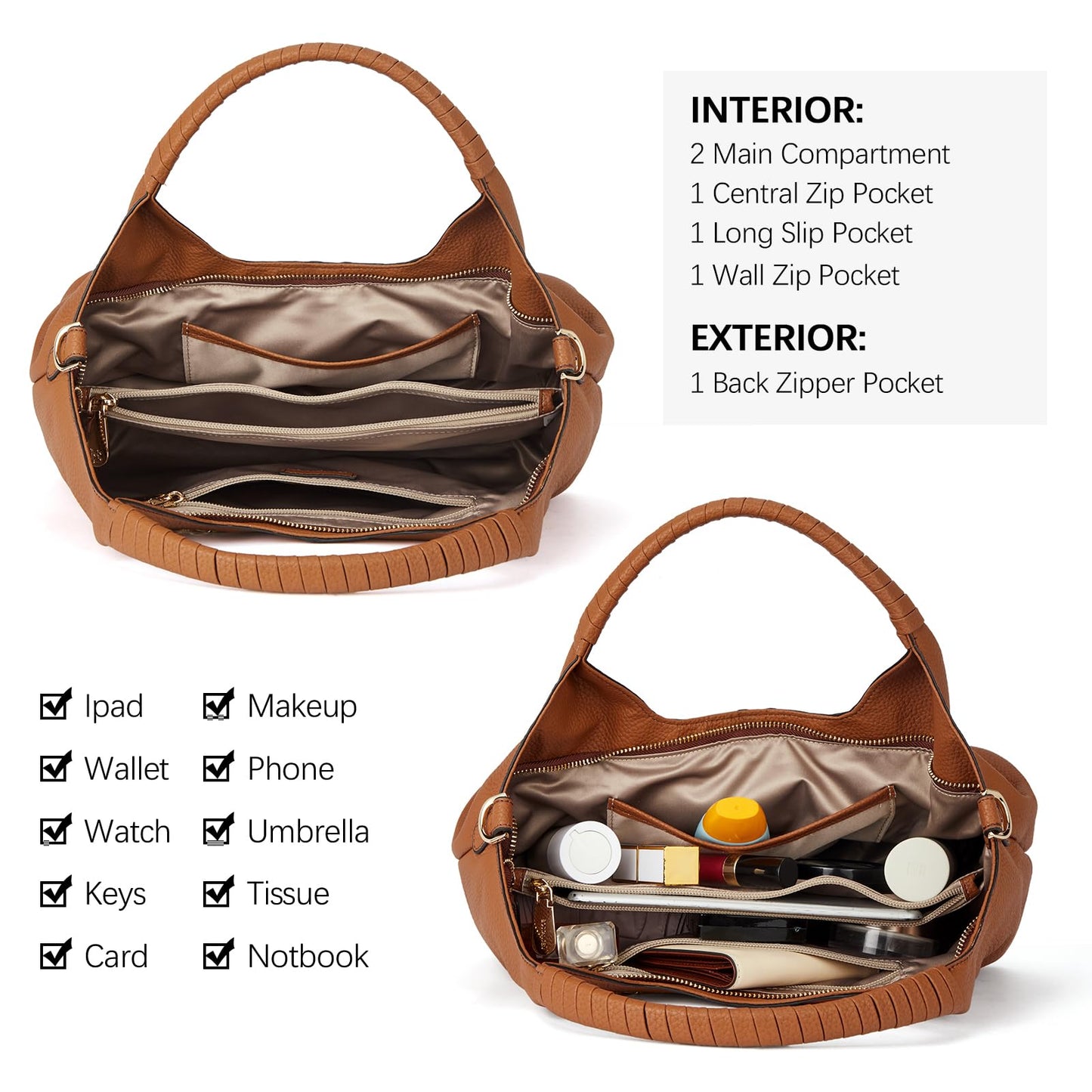 BOSTANTEN Genuine Leather Purses for Women Designer Handbags Crossbody Shoulder Bags Top Handle Satchel Brown