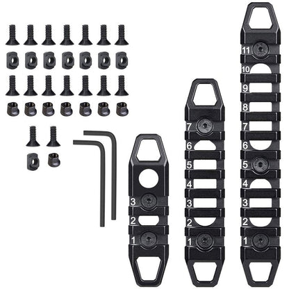 West Lake Keymod Picatinny Rail Sections, 3-Slot 7-Slot 11-Slot, Solid Aluminum Single Dual Keymod MLOCK Compatible Multi-Functional Rails (Black)