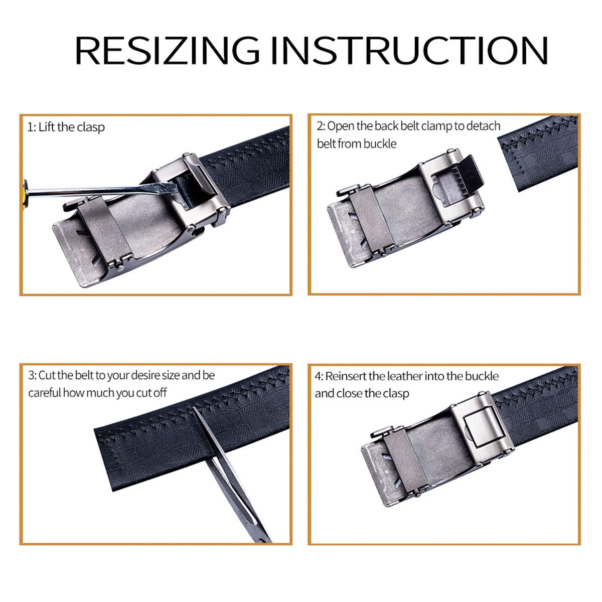 Barry.Wang Men's Ratchet Leather Belt 1 3/8" Adjustable Buckle Sliding Click Designer Casual Dress Golf Belts Fashion Valentine’s Day