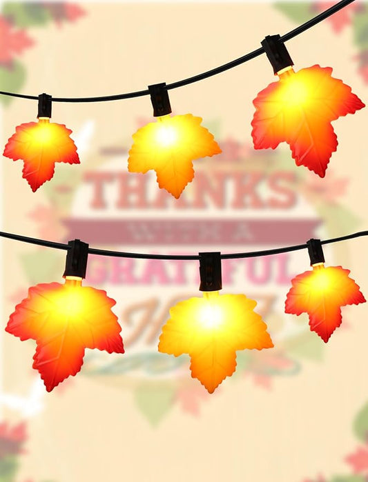 10.5 Feet Classic Fall Garland Lights,10 Warm-Glow LEDs for Rich, Amber Ambiance,UL Certified Plug-in String for Thanksgiving, Halloween & Mantle Decor