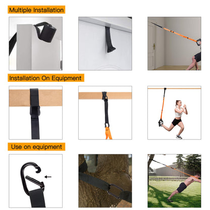 Moulyan Bodyweight Resistance Training Straps,Training straps Complete Home Gym Fitness Trainer kit for Full-Body Workout Easy Setup Gym Home Outdoors