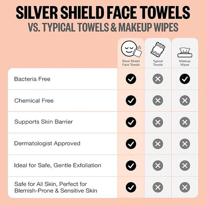 PEACE OUT Silver Shield Face Towels, Disposable Facial Towels