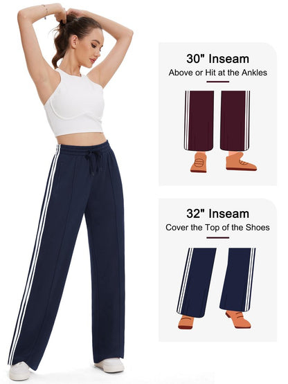 Tapata Women's 34" Inseam Tall Track Pants Loose Straight Leg Jogging Sweatpants Warm-Up Sports Athletic Running, Navy Blue, XXL