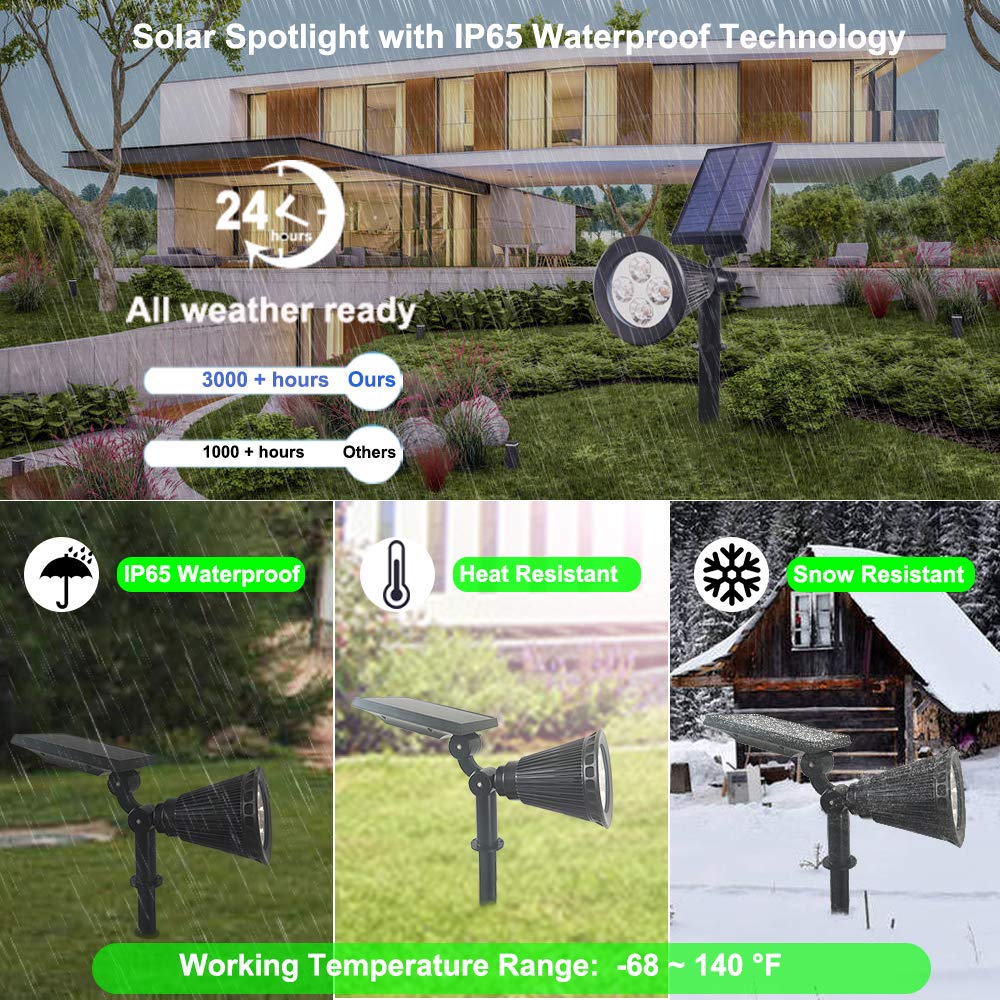 Youqian Clordeal Solar Lights Outdoor Waterproof, 2 in 1 LED Landscape Lights, 4 LED Solar Flag Pole Light Garden Pathway Yard Patio Lawn Decorative Lighting (Green)