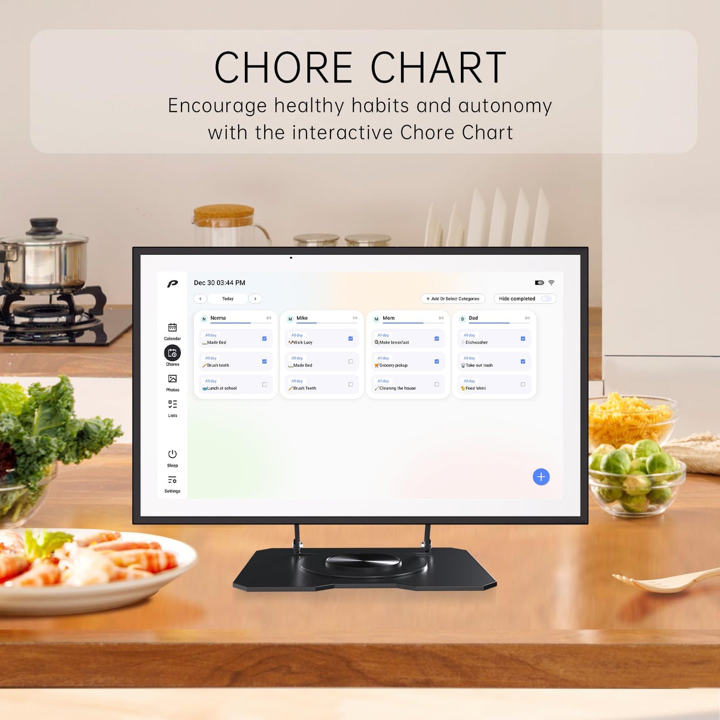Digital Calendar, 15.6 inch Wall Planner & Chore Chart, Rechargeable Full HD Touchscreen Display, Portable Smart Family Organizer, Event Planner, Desk and Wall mountable, Perfect for Family Schedules - No Subscription (Free Magic Import)