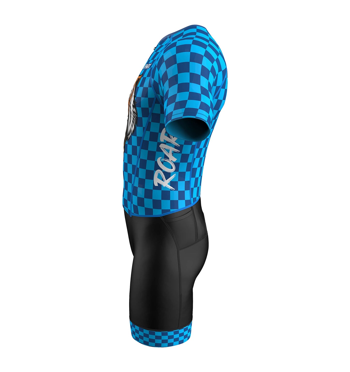 Sparx Mens Elite Aerosuit Triathlon Suit Mens Short Sleeve Tri Suit Skinsuit (Tiger, 2XL)