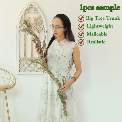 2Pcs 39.4inch Thick Bendable Artificial Tree Trunk Fake Large Wood Branches Twig Moss Grape Vine Garland Twisted Stick For Terrarium Outdoor Hanging Mantel Reptile Climbing Wall Yules Decorations