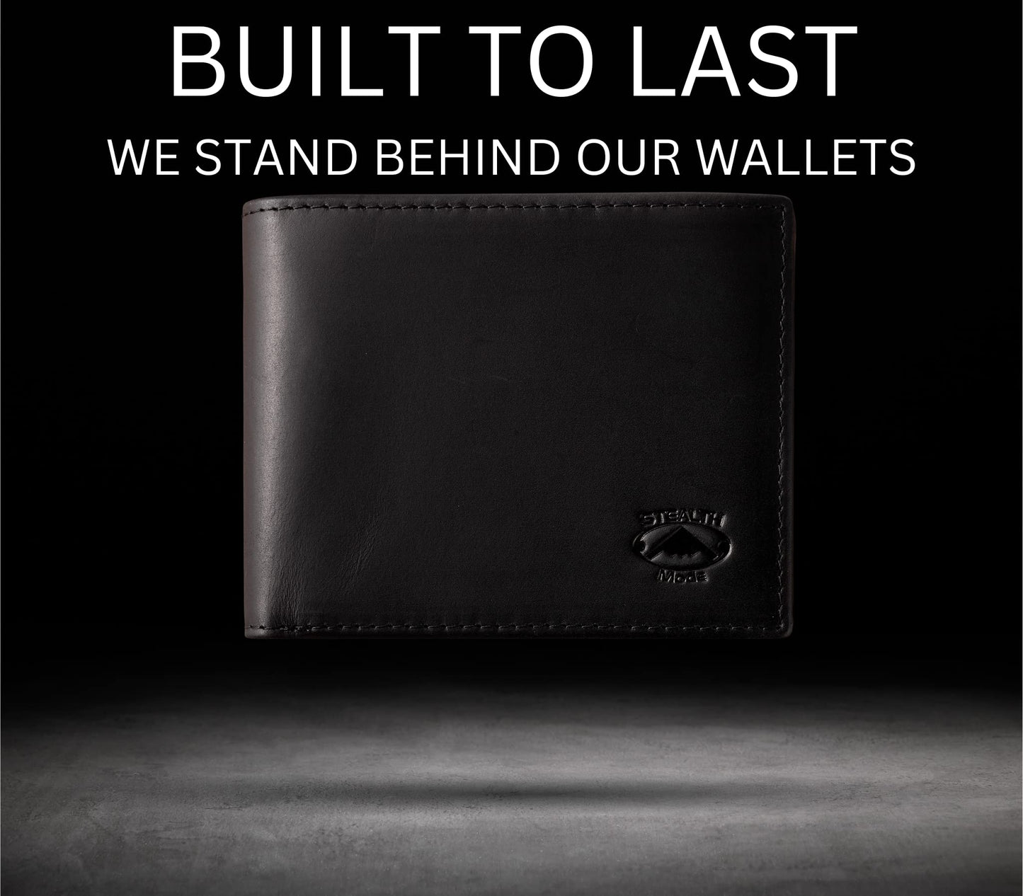 Stealth Mode Black Leather Bifold Wallet for Men With ID Window and RFID Blocking, One Size