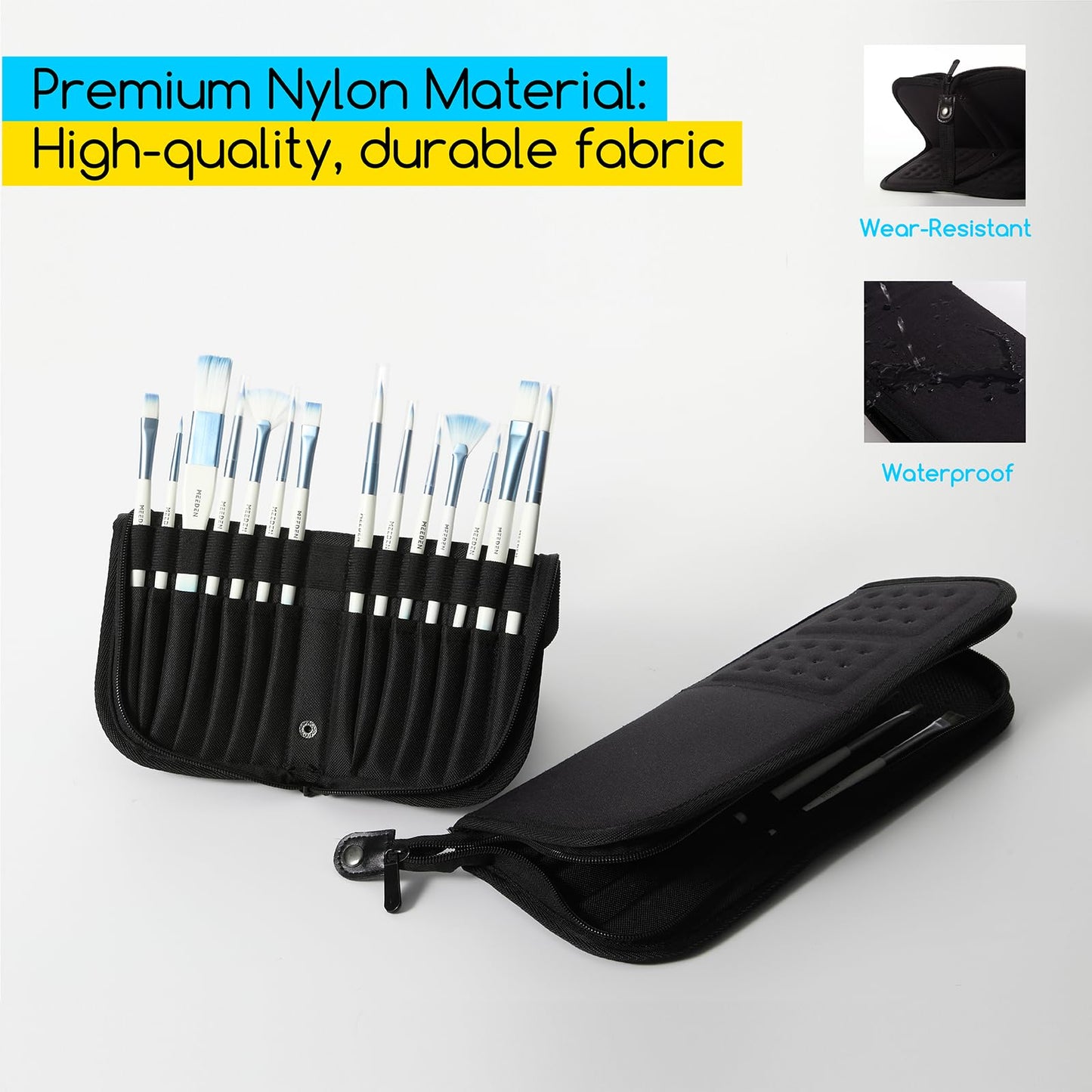 MEEDEN Paint Brush Holder, 11.5 X 10 Inch Zippered Painting Brush Case, Organization and Storage Bag for Artist Paint Brush (Brushes NOT Included)