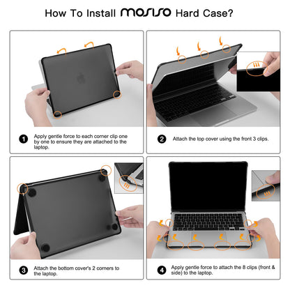 MOSISO Compatible with MacBook Air 13 inch Case M5 2026 M4 2025 M3 M2 2024-2022 A3449 A3240 A3113 A2681, Seamlessly Closes Anti-Crack&Anti-Fingerprints Hard Shell for MacBook Air 13.6, Black