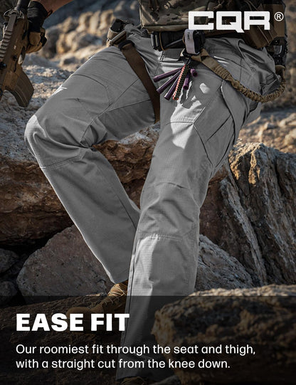 CQR Men's Tactical Pants, Water Resistant Ripstop Cargo Pants, Lightweight EDC Work Hiking Pants, Outdoor Apparel, Raider Stone, 36W x 34L