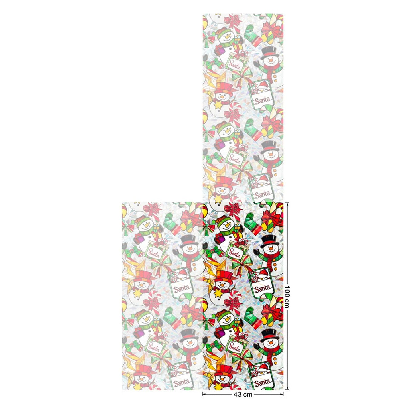 Christmas Stained Glass Window Cling Rainbow Tinted Window Film Privacy Stained Glass Window Decal Snowman Bow Candy Cane Windows Decals for Home School Xmas Party Decoration 17x 39.3 Inch