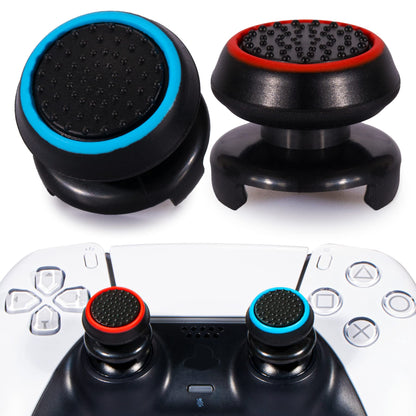 Playrealm FPS Thumbstick Extender & Printing Rubber Silicone Grip Cover 2 Sets for PS5 Dualsenese & PS4 Controller (Black Red+Blue)
