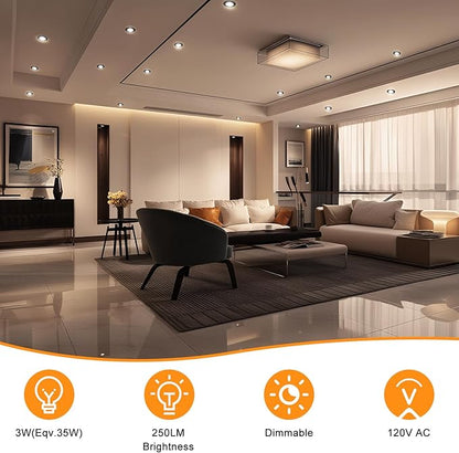 YGS-Tech 2 Inch LED Recessed Lighting, Dimmable Downlight 3W(35W Halogen Equivalent), CRI80, 3000K Warm White Ceiling Light with LED Driver(10 Pack)